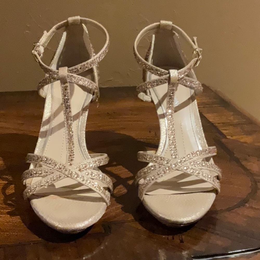 Gold sparkly dress sandals